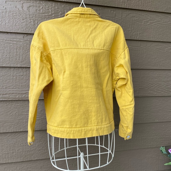 Women's Ripped Distressed Button-Up Denim Jacket Yellow Size XS - Picture 5 of 15
